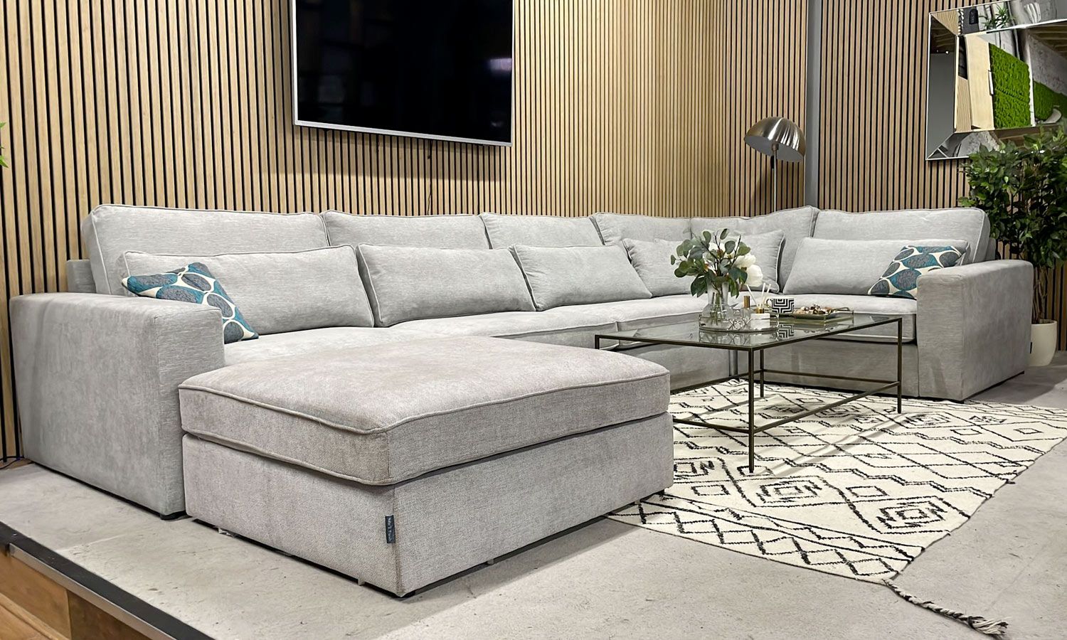 Navagio Light Grey Ascot Fabric U Shaped Sofa – Sofas & Friends With Regard To Sofas In Light Grey (View 5 of 15)