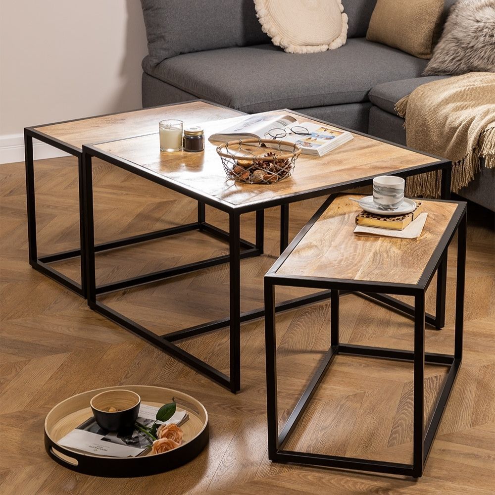 Nesting Coffee Table Set Of 3 In Small And Big Size Regarding Coffee Tables Of 3 Nesting Tables (View 13 of 15)