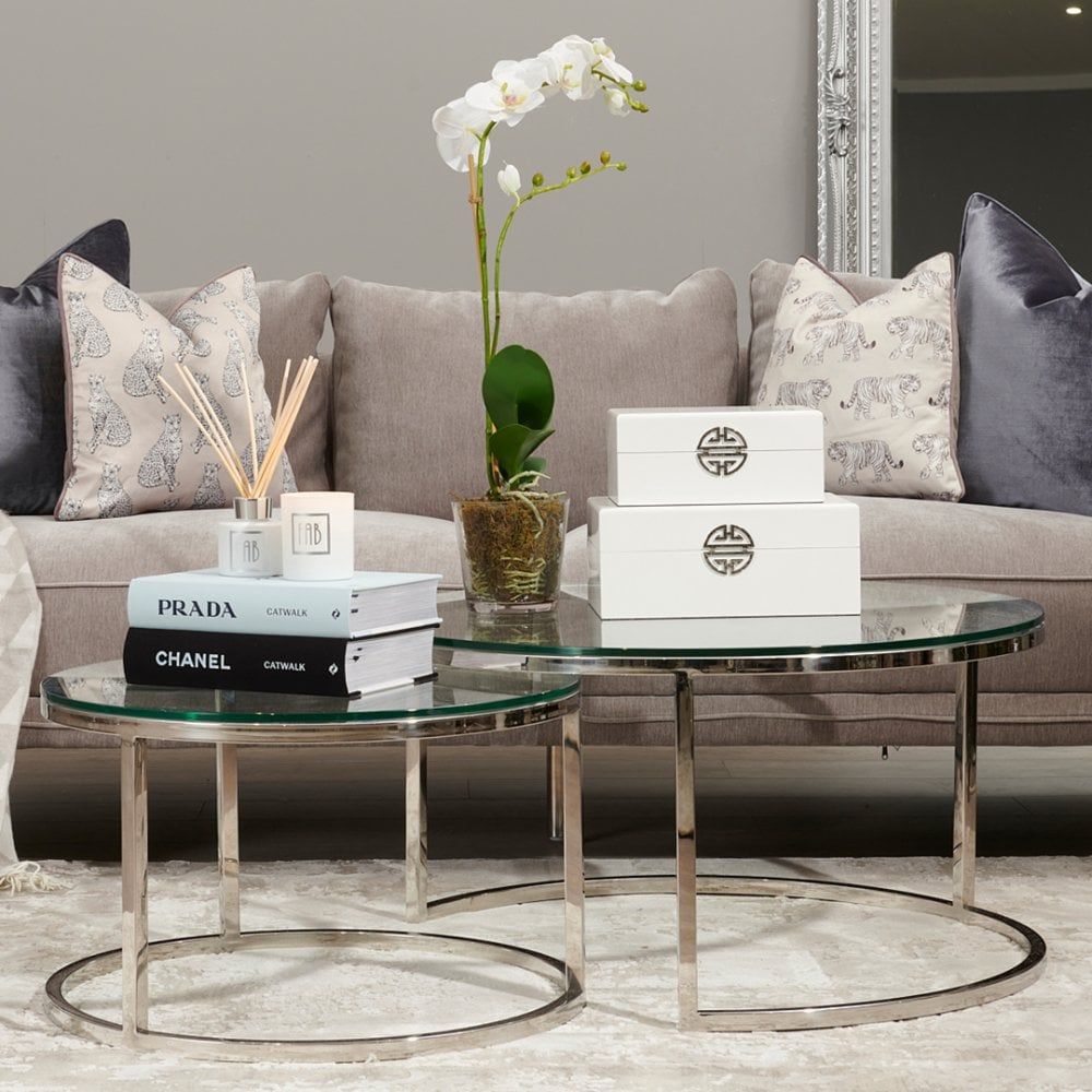 Nesting Stainless Steel Coffee Tables | Fab Home Interiors In Round Coffee Tables With Steel Frames (View 13 of 15)
