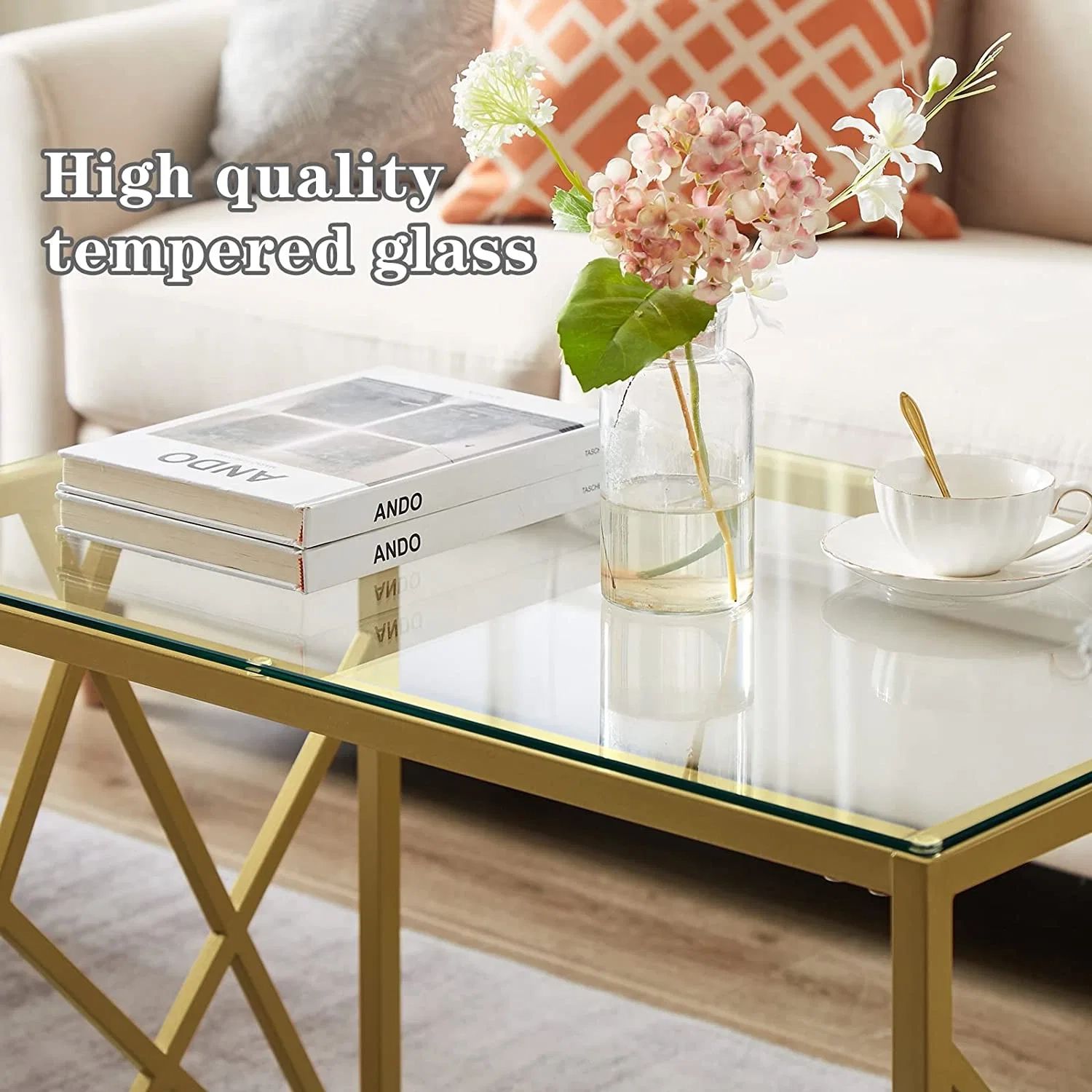 New Luxury Low Price Rectangle Gold Clear Glass Top Coffee Center Table For  Sale – China Rectangle Coffee Table, Coffee Table | Made In China Throughout Clear Rectangle Center Coffee Tables (View 13 of 15)