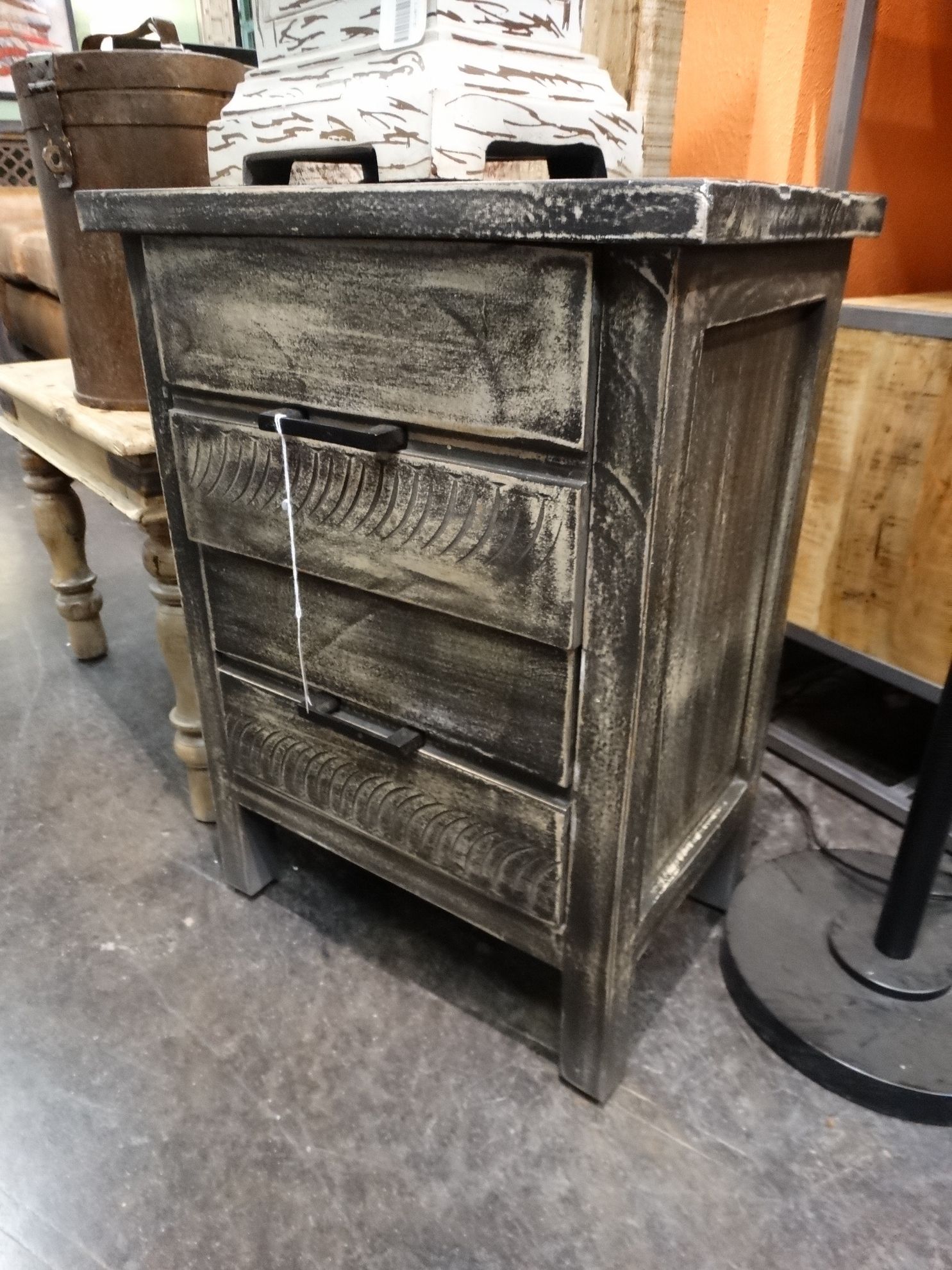 Nightstand End Table With Two Drawers Gray – Rare Finds Warehouse With Rustic Gray End Tables (Photo 12 of 15)