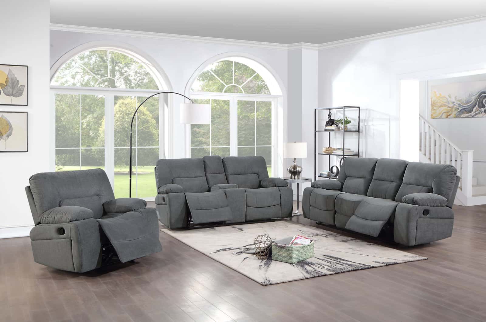 Ohio Gray Microfiber Sofa & Loveseatgalaxy Furniture With Regard To 2 Tone Chocolate Microfiber Sofas (Photo 10 of 15)