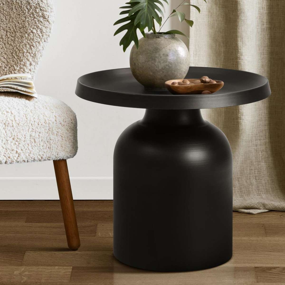 Oikiture Coffee Side Table Round Bedside Sofa Tea End Tables Steel Metal  Black 1ea | Woolworths In Metal Side Tables For Living Spaces (View 6 of 15)