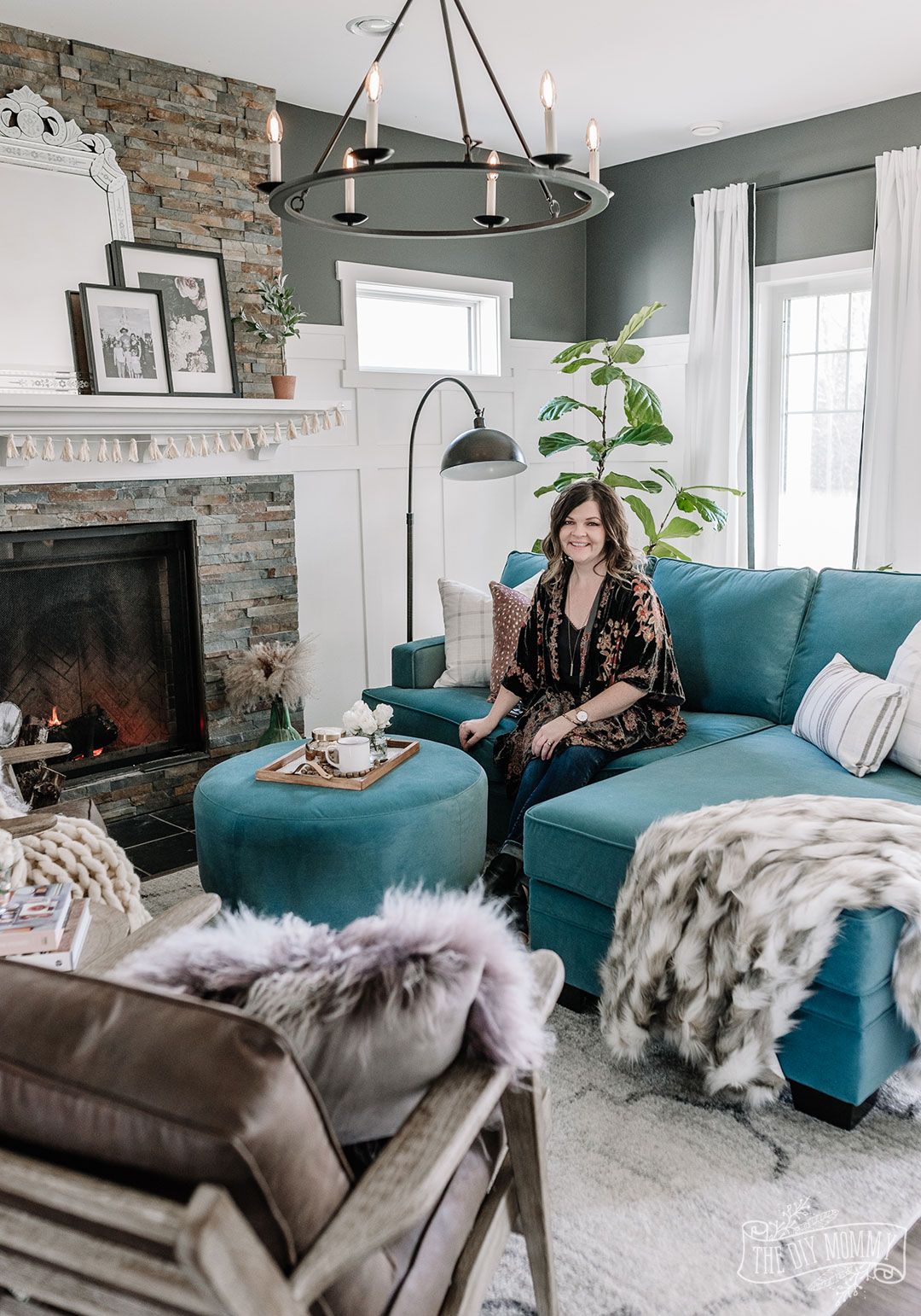 Our Eclectic Living Room Refresh With A Custom Velvet Chaise Sofa | The Diy  Mommy Regarding Modern Velvet Sofa Recliners With Storage (View 11 of 15)