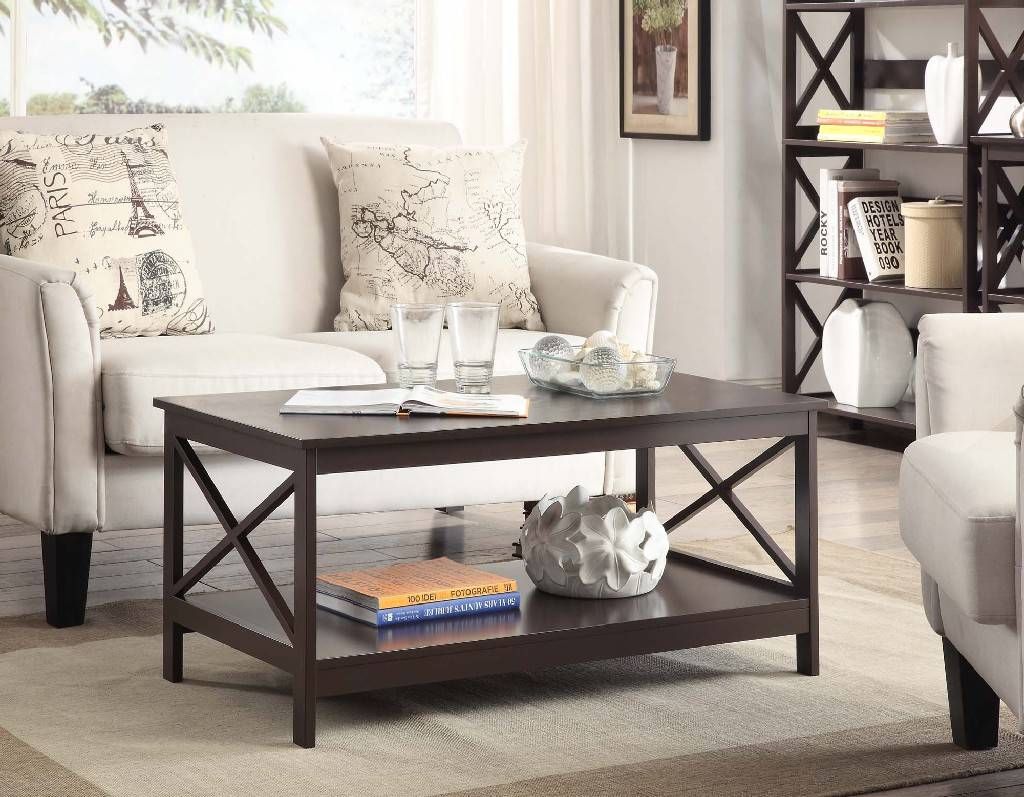 Oxford Coffee Table In Espresso Finish – Convenience Concepts 203082es Inside Espresso Wood Finish Coffee Tables (View 8 of 15)
