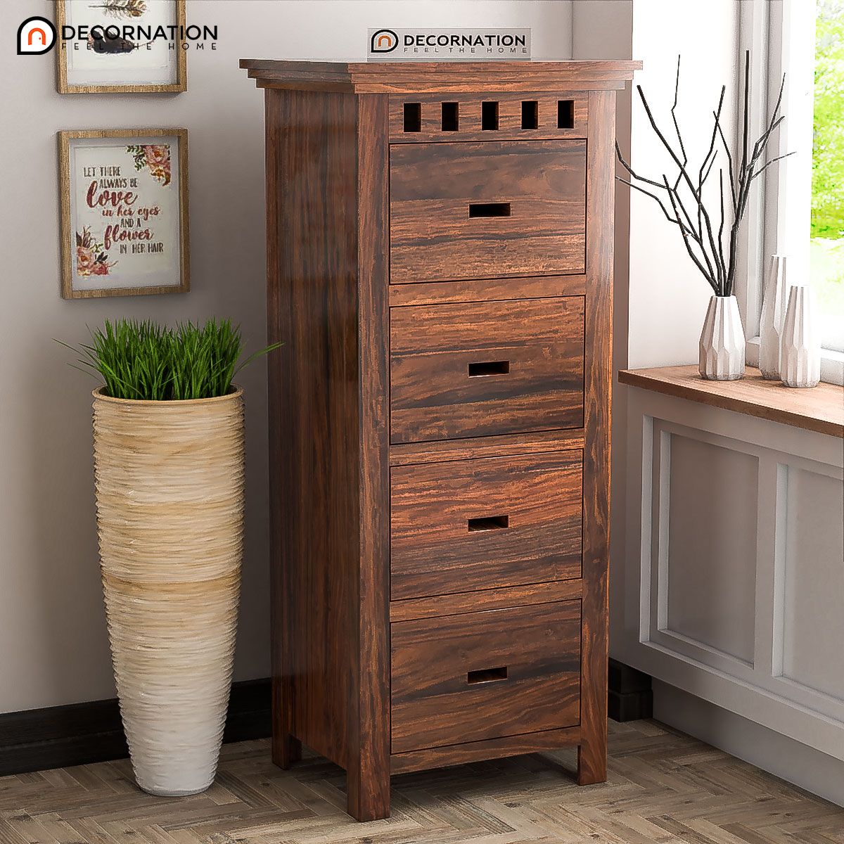 Paphos Wooden 4 Drawer Storage Cabinet – Decornation Within Wood Cabinet With Drawers (Photo 2 of 15)