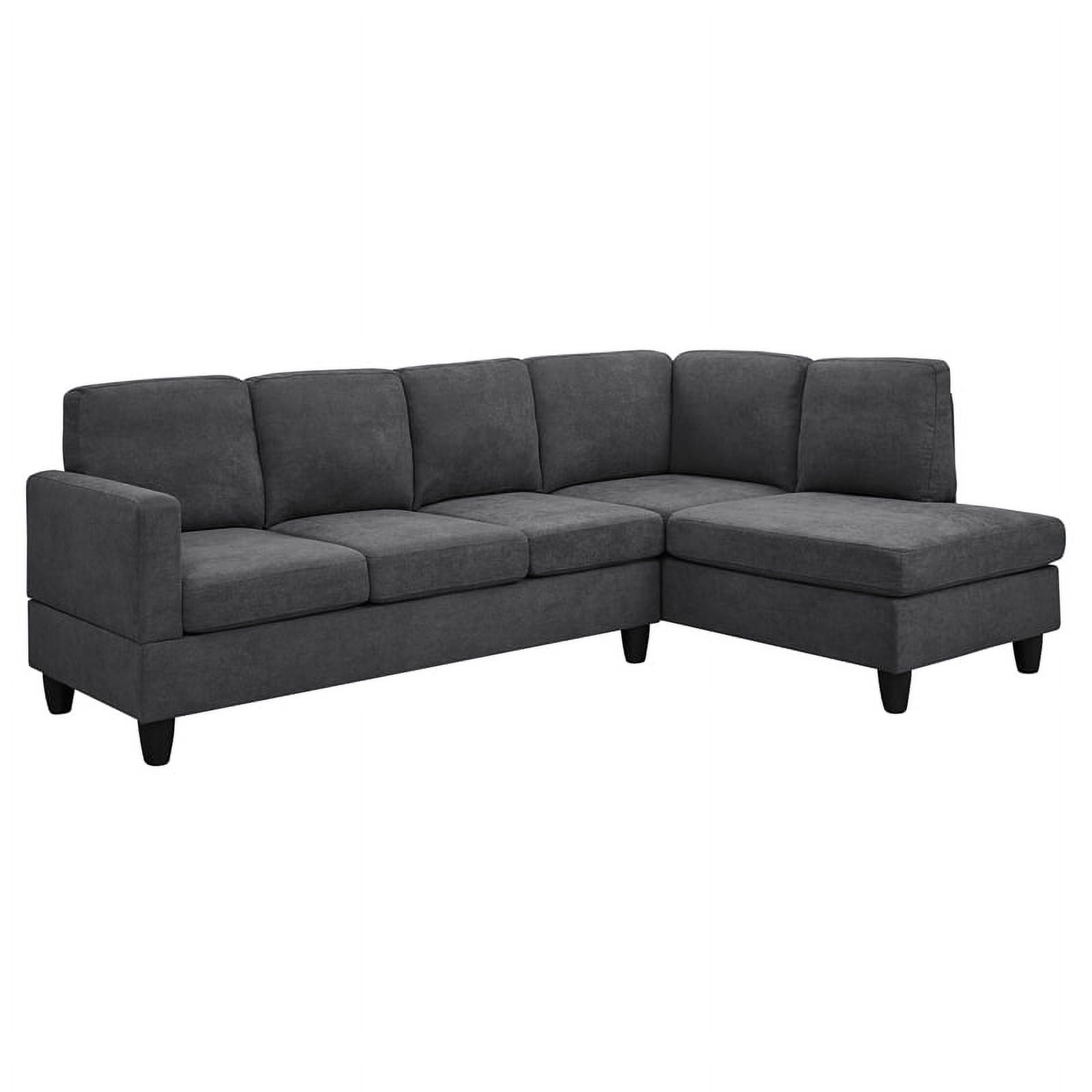 Partner Furniture Polyester Fabric 95.25 Wide Sofa & Chaise In Dark Gray –  Walmart Within Dark Grey Polyester Sofa Couches (Photo 5 of 15)
