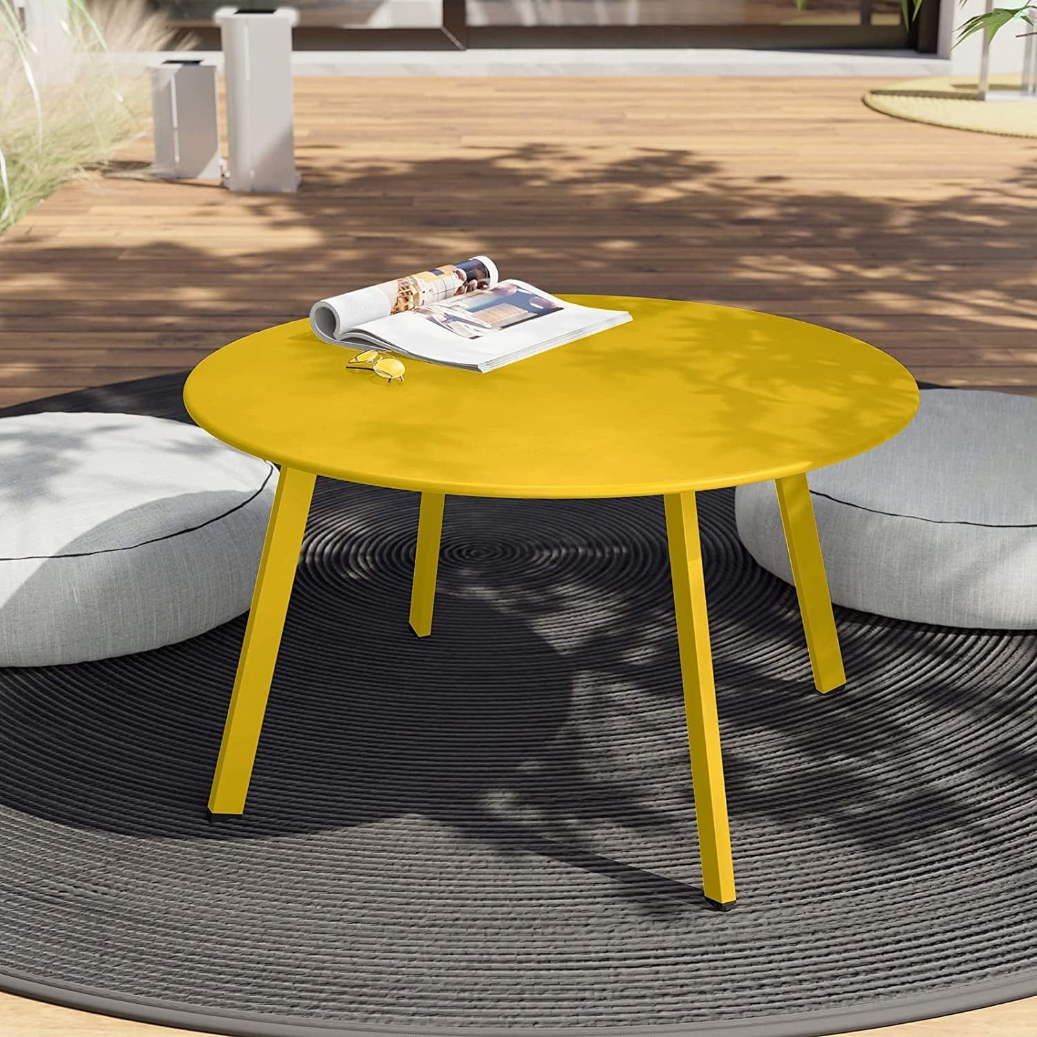 Patio Round Steel Patio Coffee Table, Weather Resistant Outdoor Large Side  Table – Bed Bath & Beyond – 35766903 With Regard To Round Steel Patio Coffee Tables (Photo 1 of 15)