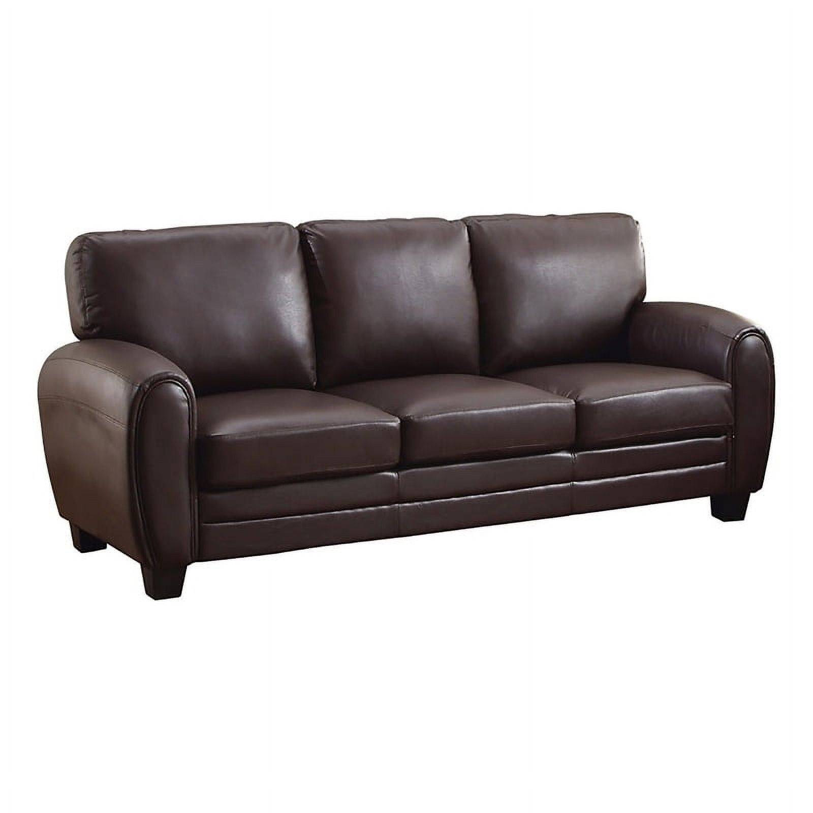 Pemberly Row 19" Contemporary Faux Leather Upholstered Sofa In Dark Brown –  Walmart Pertaining To Faux Leather Sofas In Dark Brown (Photo 1 of 15)