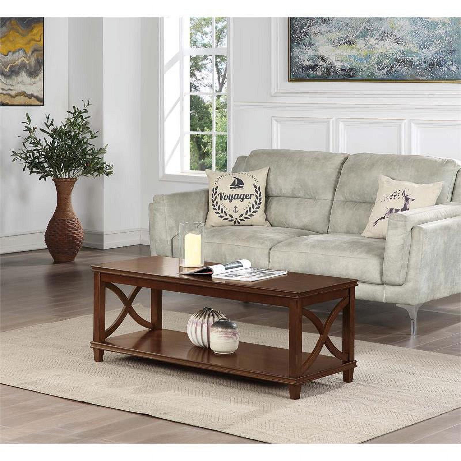 Pemberly Row Coffee Table In Espresso Wood Finish – Walmart Pertaining To Espresso Wood Finish Coffee Tables (Photo 1 of 15)