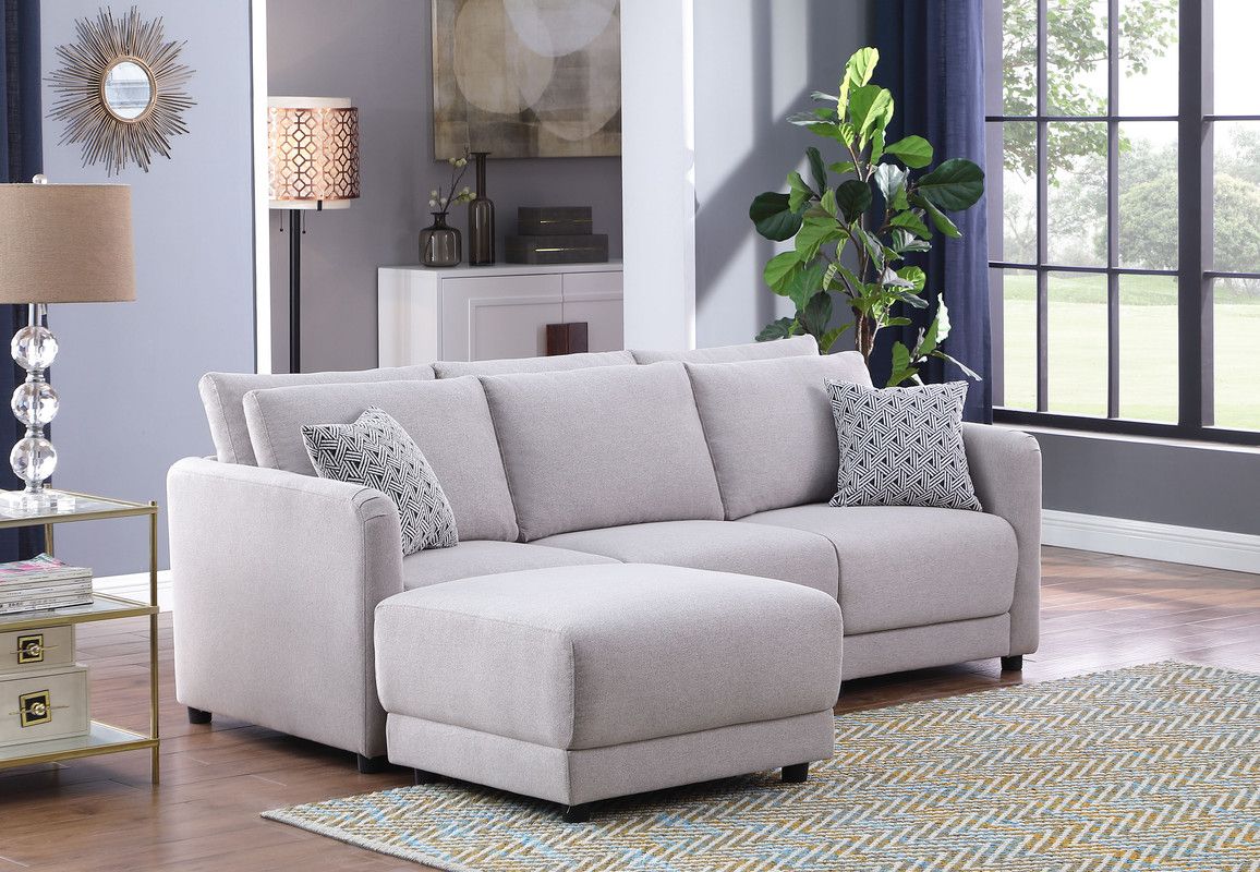 Penelope Light Gray Linen Fabric Sofa With Ottoman And Pillows 89126 5a Lilola Home | 1stopbedrooms For Light Charcoal Linen Sofas (View 13 of 15)
