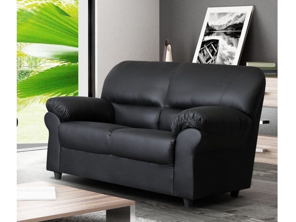Polo Black 2 Seater High Quality Faux Leather Sofa With Traditional 3 Seater Faux Leather Sofas (View 5 of 15)