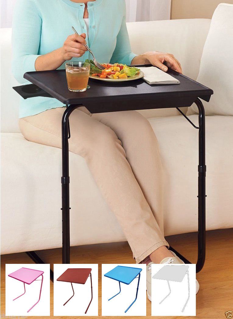 Portable & Foldable Comfortable Adjustable Tv Tray Table Stand + Cup Holder  New | Ebay With Foldable Portable Adjustable Tv Stands (Photo 14 of 15)