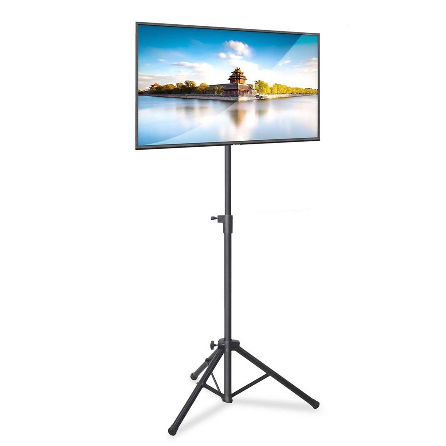 Pyle Foldable Portable Adjustable Height Steel Tripod Flatscreen Tv Stand,  Black – Walmart In Foldable Portable Adjustable Tv Stands (Photo 1 of 15)