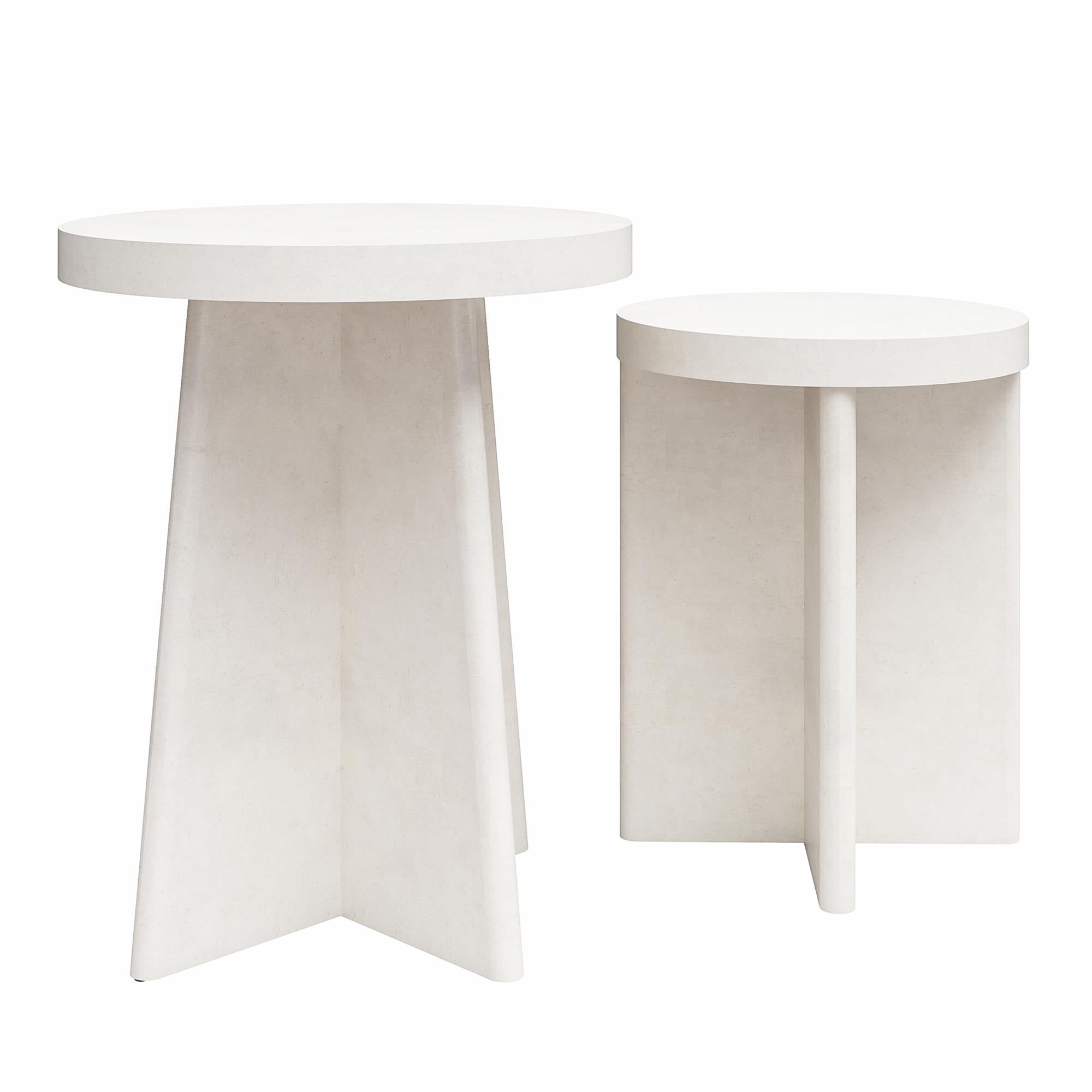 Queer Eye Liam Round End Tables, Set Of 2, Plaster – Walmart Within Liam Round Plaster Coffee Tables (Photo 6 of 15)