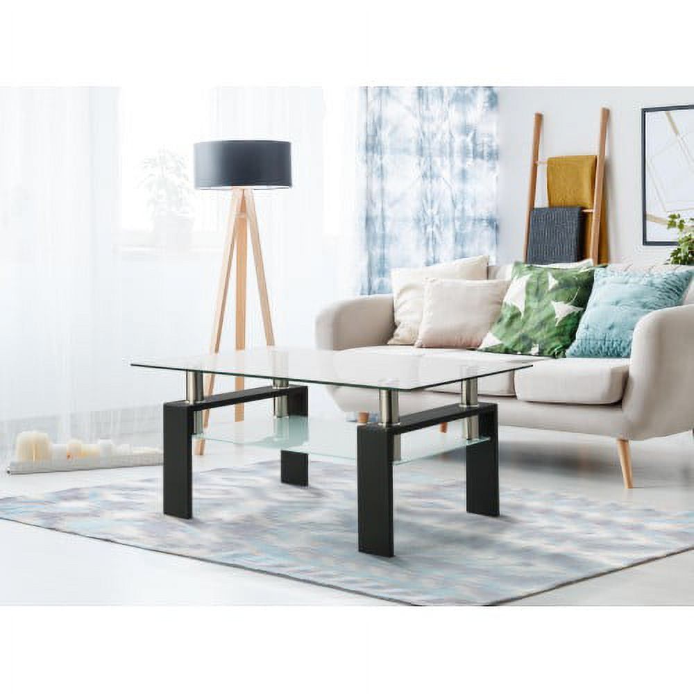 Rectangle Black Glass Coffee Table, Clear Coffee Table,modern Side Center  Tables For Living Room, Living Room Furniture – Walmart Pertaining To Clear Rectangle Center Coffee Tables (Photo 10 of 15)