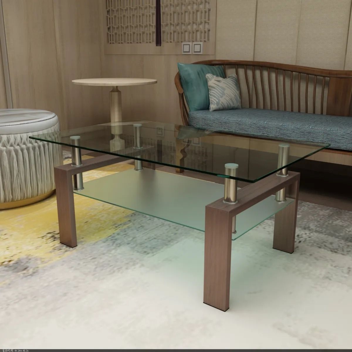 Rectangle Walnut Glass Coffee Table,modern Clear Coffee Table,side Center  Tables | Ebay Intended For Clear Rectangle Center Coffee Tables (Photo 12 of 15)