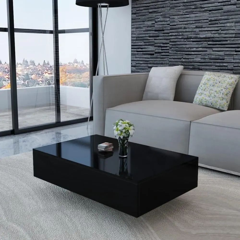 Rectangular Coffee Table Black High Gloss 33.5"x21.7"x12.2" Complement  Furniture | Ebay Pertaining To High Gloss Black Coffee Tables (Photo 8 of 15)
