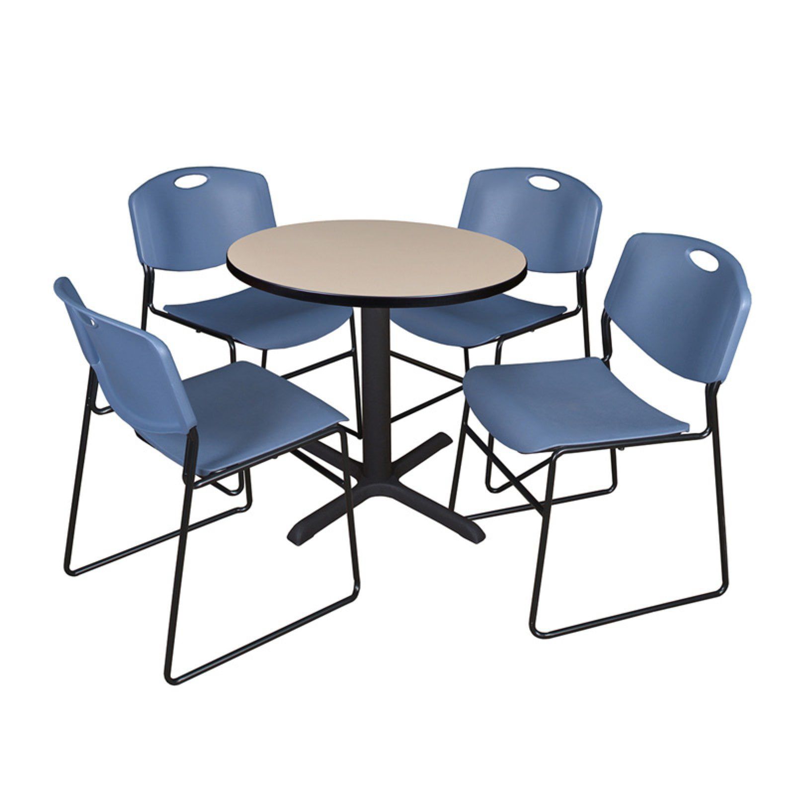 Regency Cain Round Breakroom Table With 4 Stackable Zeng Chairs –  Walmart In Regency Cain Steel Coffee Tables (View 2 of 15)