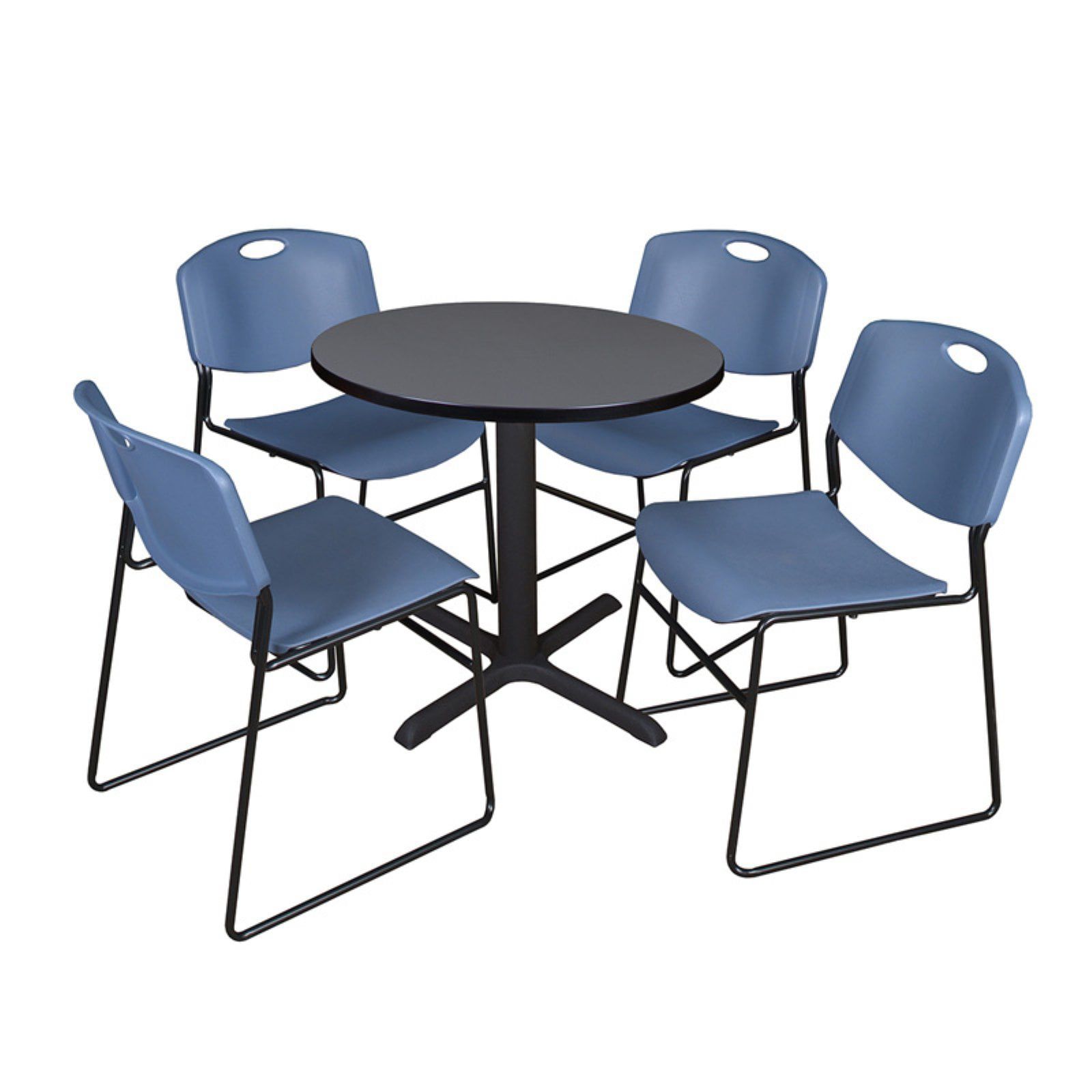 Regency Cain Round Breakroom Table With 4 Stackable Zeng Chairs –  Walmart Regarding Regency Cain Steel Coffee Tables (Photo 4 of 15)