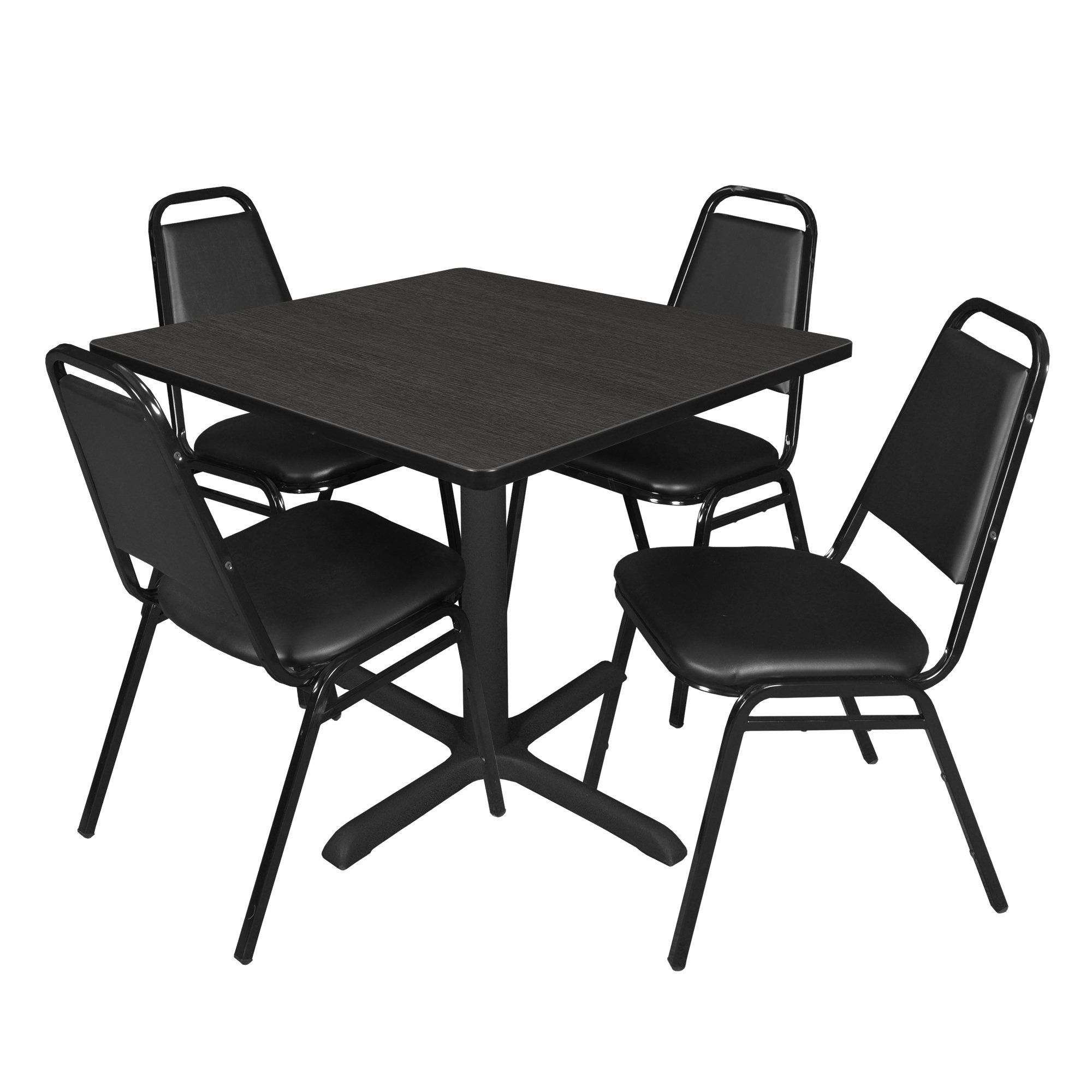 Regency Cain Square Breakroom Table & 4 Restaurant Stack Chairs | Wayfair Regarding Regency Cain Steel Coffee Tables (Photo 10 of 15)