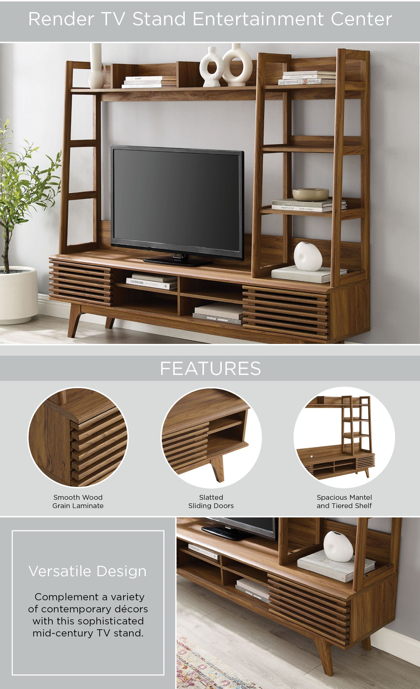 Render Tv Stand Entertainment Center — Lexmod Inside Mid Century Entertainment Centers (Photo 14 of 15)
