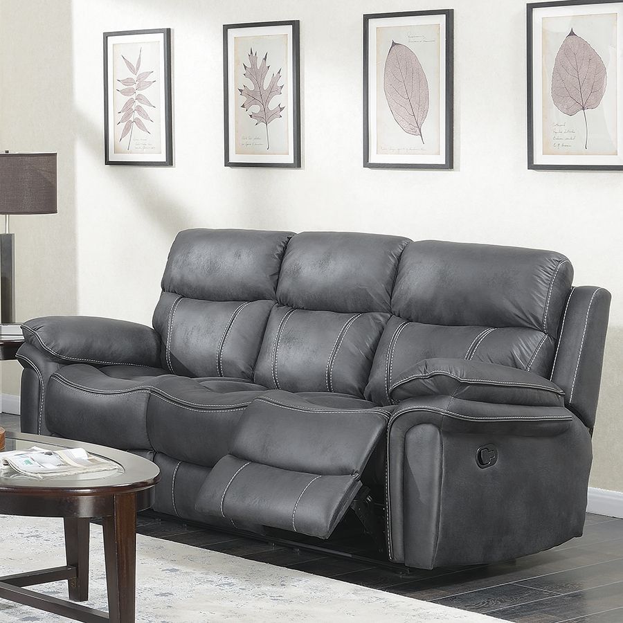 Richmond Charcoal Grey Leather 3 Seat Reclining Sofa | Free Delivery Intended For Sofas In Dark Grey (Photo 5 of 15)