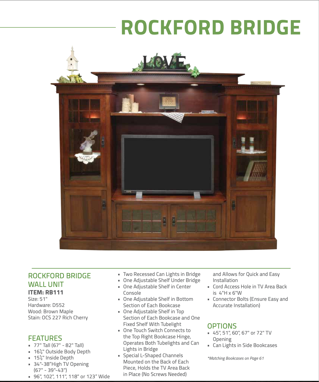 Rockford Bridge Entertainment Center / Wall Unit | Amish Traditions Wv With Regard To Entertainment Units With Bridge (View 10 of 15)