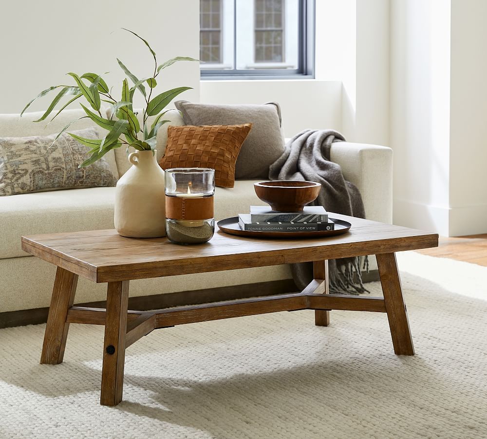Rustic Farmhouse Rectangular Coffee Table | Pottery Barn Inside Living Room Farmhouse Coffee Tables (View 2 of 15)