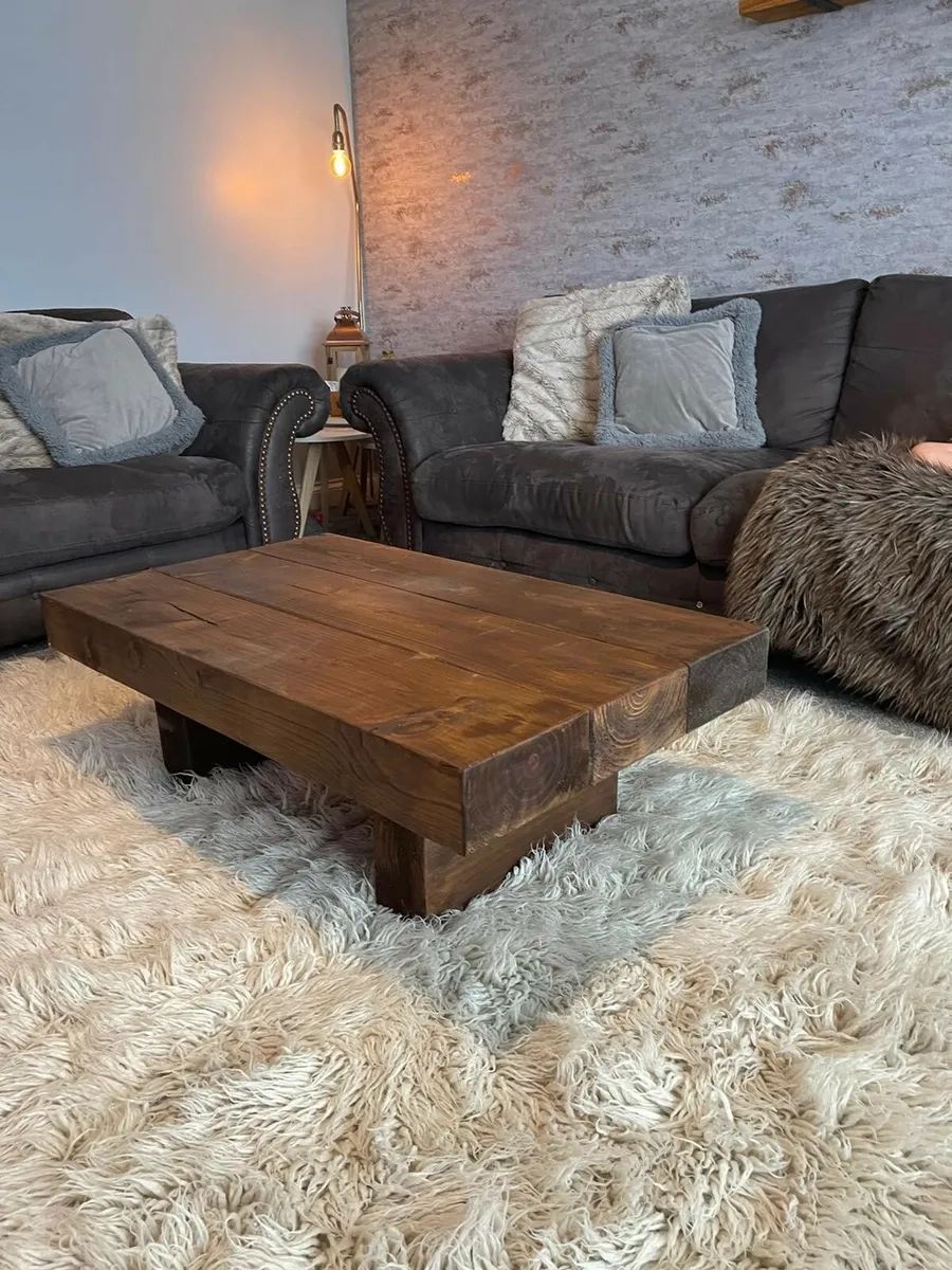 Rustic Handmade Solid Wood Sleeper Coffee Table Xtra Large | Ebay For Rustic Wood Coffee Tables (View 13 of 15)