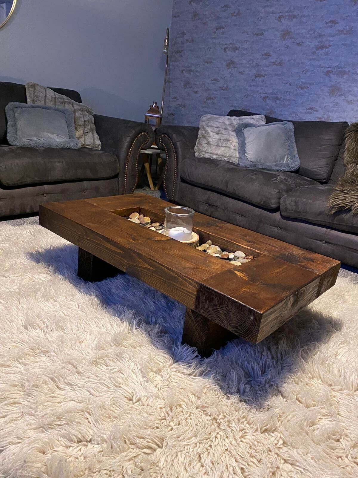 Rustic Handmade Solid Wood Sleeper Coffee Table Xtra Large | Ebay Within Rustic Wood Coffee Tables (View 3 of 15)