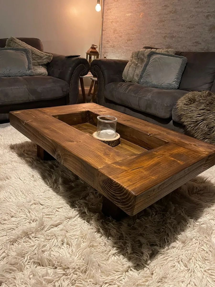 Rustic Handmade Solid Wood Sleeper Coffee Table Xtra Large Xtra Wide  Version | Ebay For Rustic Wood Coffee Tables (View 5 of 15)