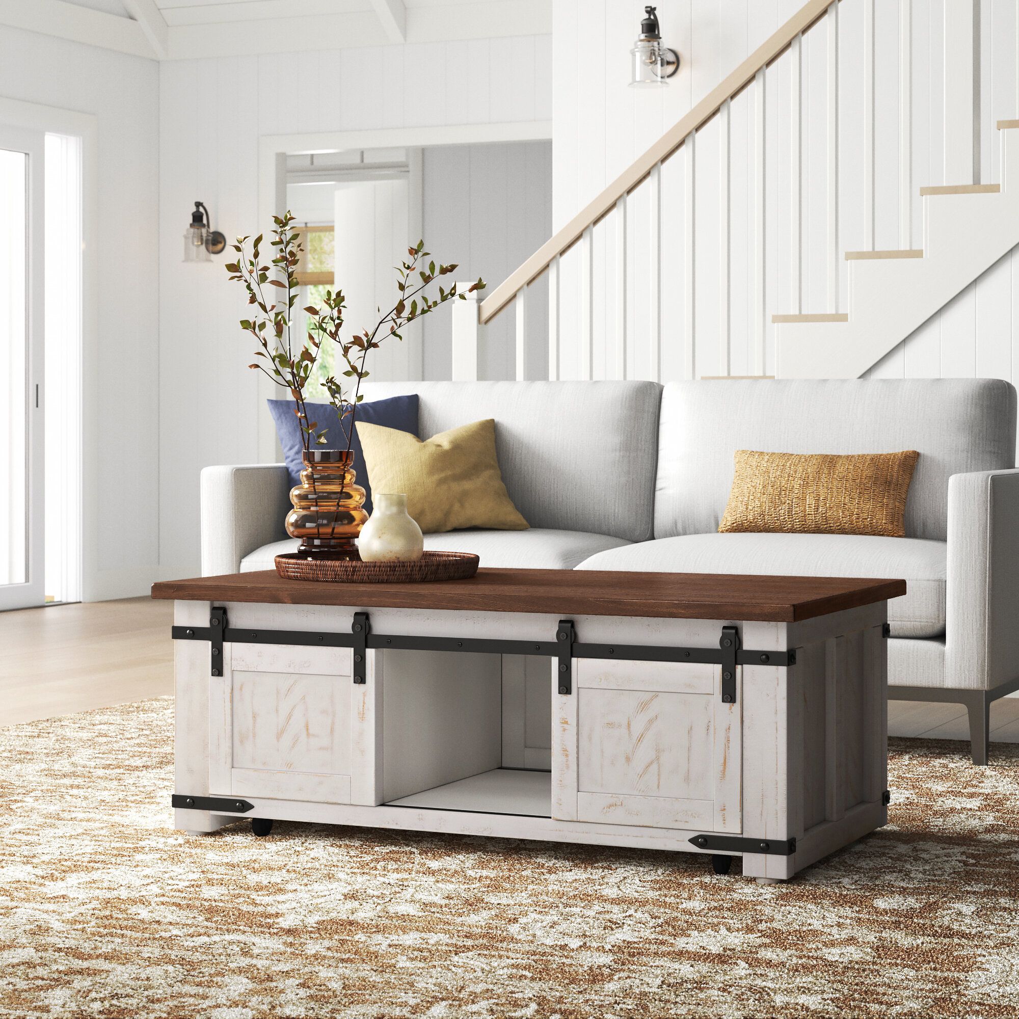 Sand & Stable Sean Coffee Table & Reviews | Wayfair For Coffee Tables With Storage And Barn Doors (View 12 of 15)