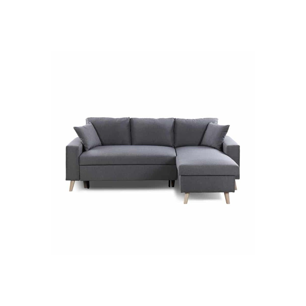 Scandinavian Corner Sofa Convertible 4 Places Fabric Chovin (dark Grey) –  Amp Story 8787 In 8 Seat Convertible Sofas (Photo 10 of 15)