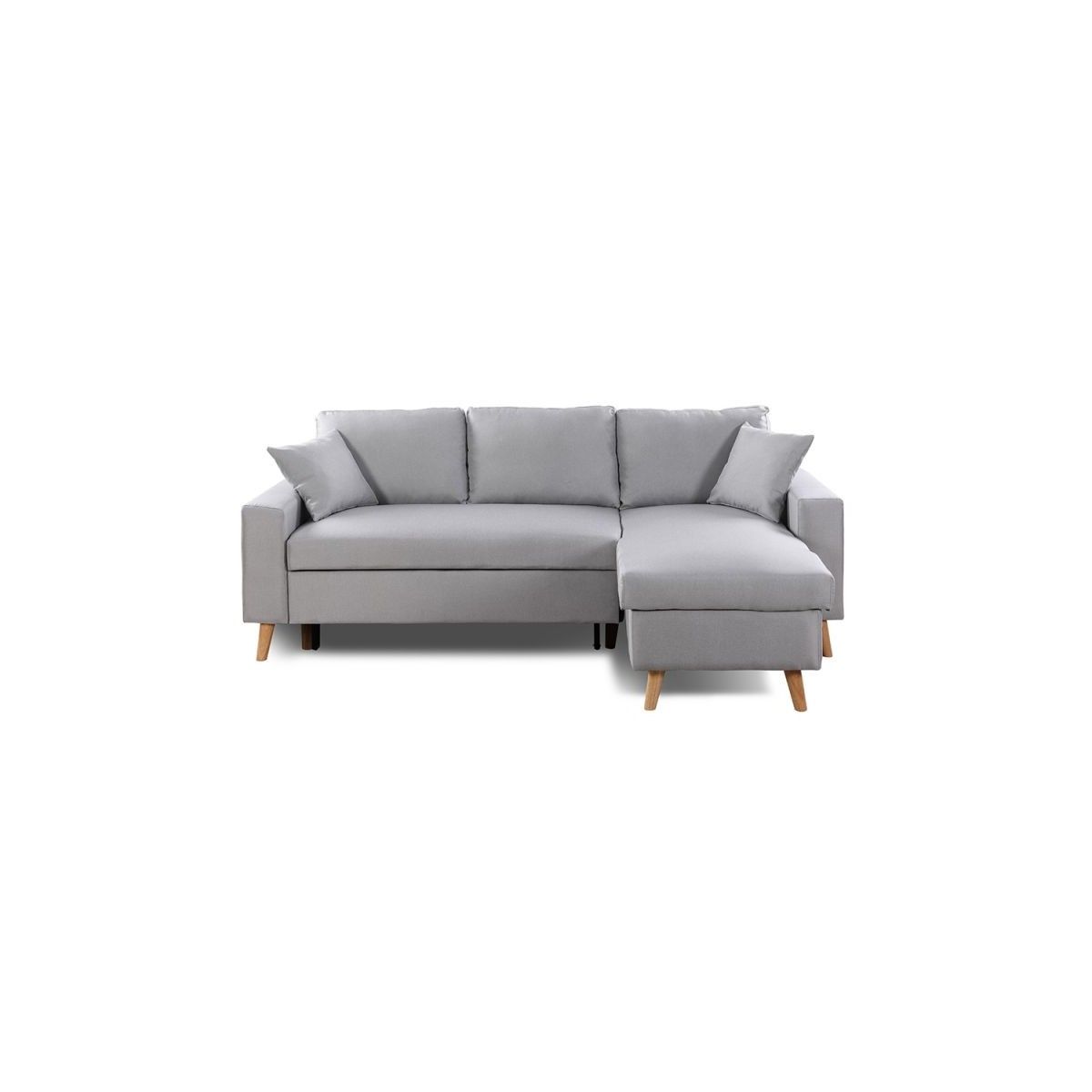 Scandinavian Corner Sofa Convertible 4 Places Fabric Chovin (light Grey) Pertaining To Convertible Light Gray Chair Beds (Photo 4 of 15)