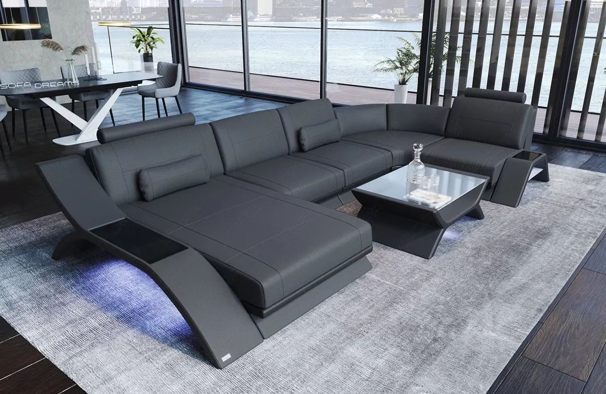Sectional Leather Sofa Malibu U Shape | Sofadreams Within Modern U Shape Sectional Sofas In Gray (View 10 of 15)