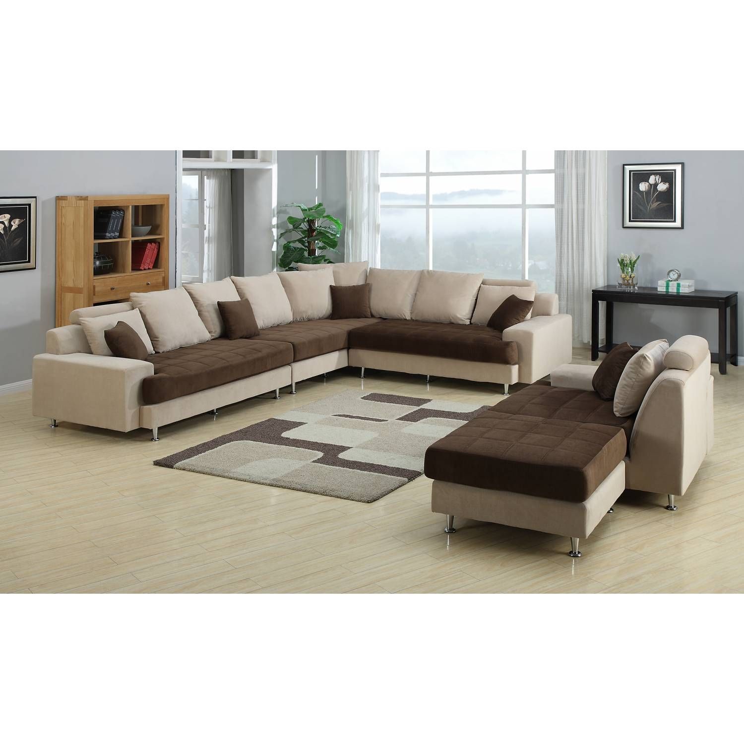 Sectional Sofa With Ottoman – Foter Throughout 2 Tone Chocolate Microfiber Sofas (View 13 of 15)