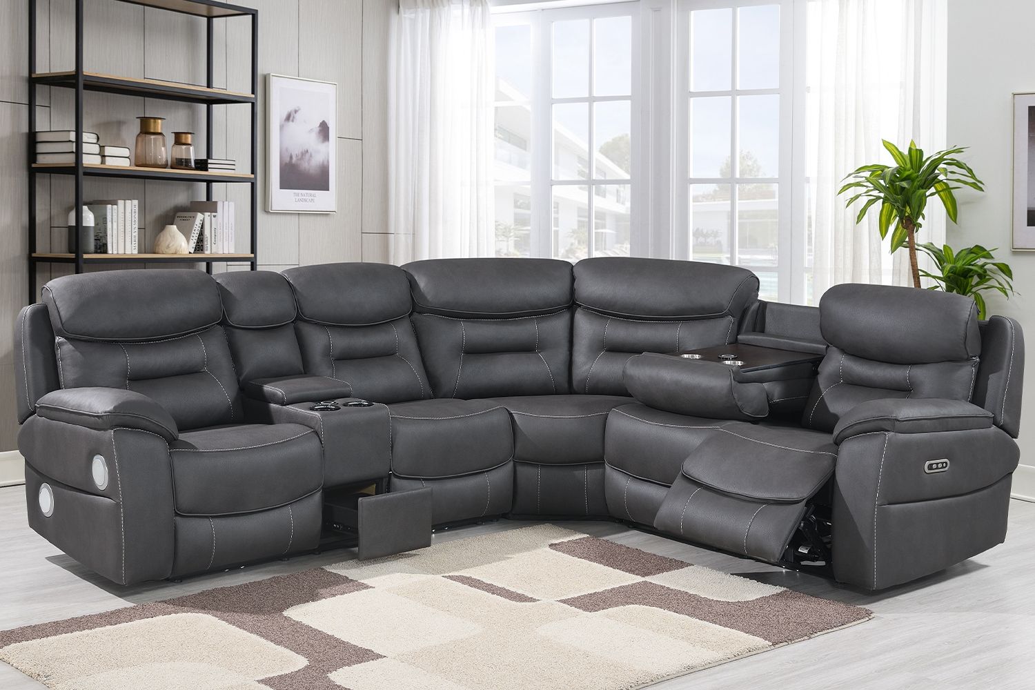 Series 3 – Ultimate Smart Tech Power Recliner Corner Sofa – Furniture World For Modern Velvet Sofa Recliners With Storage (View 12 of 15)