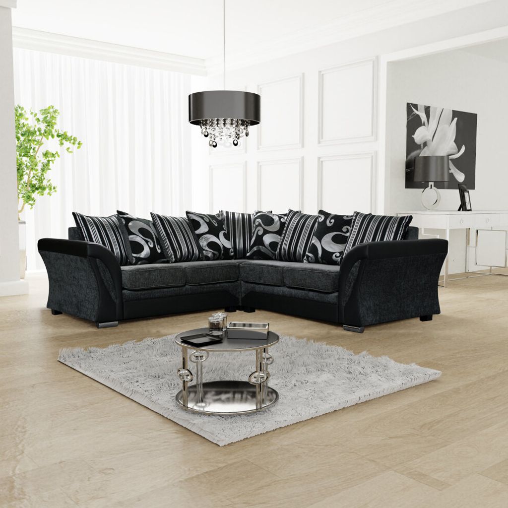 Shannon Corner – 3 And 2 Seater Sofa Set – Tender Sleep Furniture Intended For Traditional Black Fabric Sofas (Photo 6 of 15)