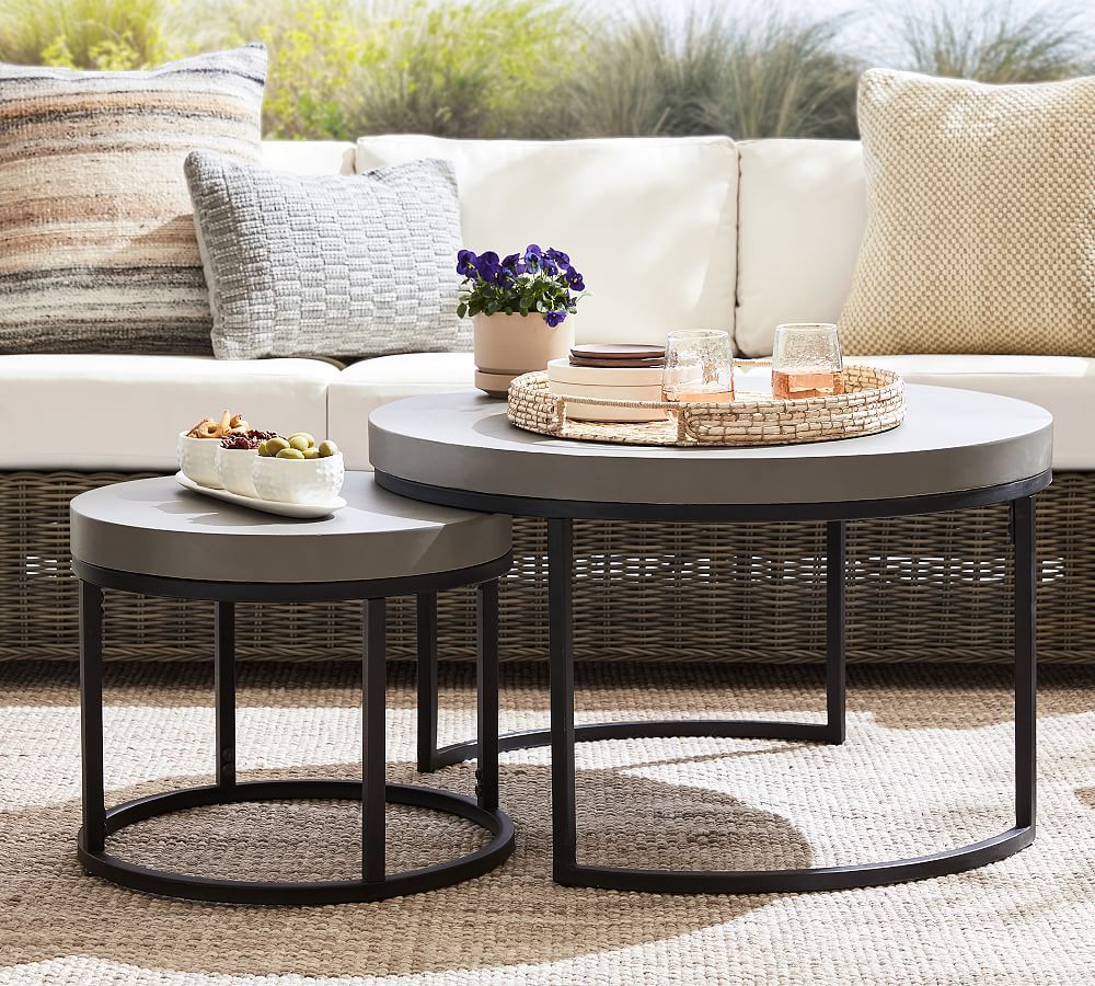 Sloan Concrete Round Nesting Outdoor Coffee Tables | Pottery Barn In Nesting Coffee Tables (Photo 5 of 15)