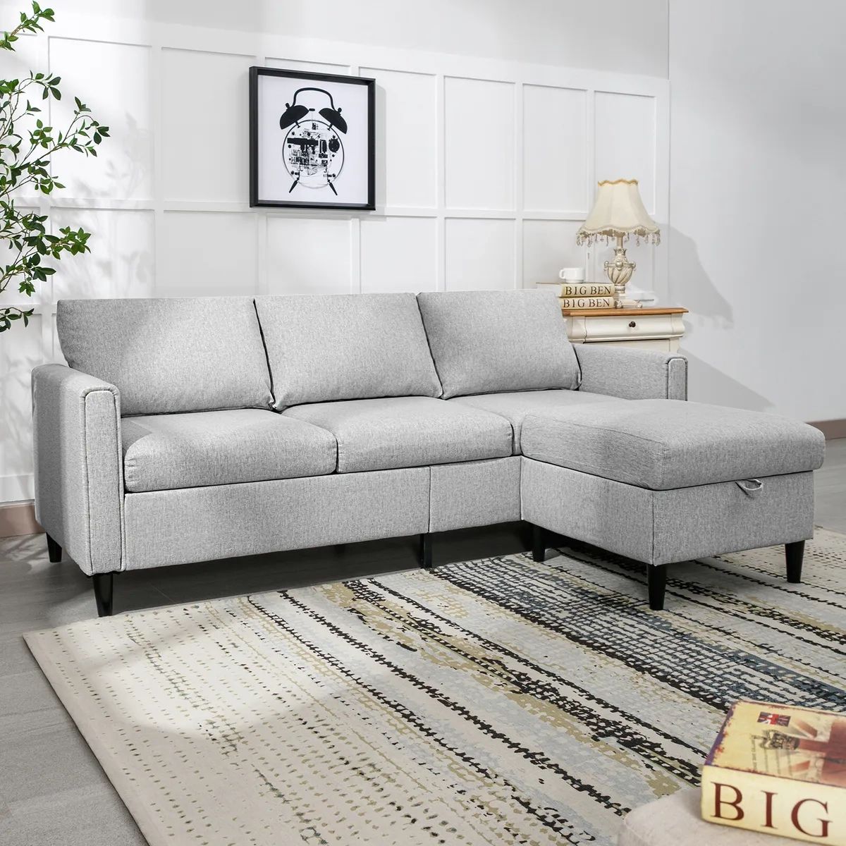 Small Convertible Sectional Sofa Couch, 77"l Shape Sofa With Storage  Ottoman | Ebay Inside Convertible L Shaped Sectional Sofas (Photo 5 of 15)