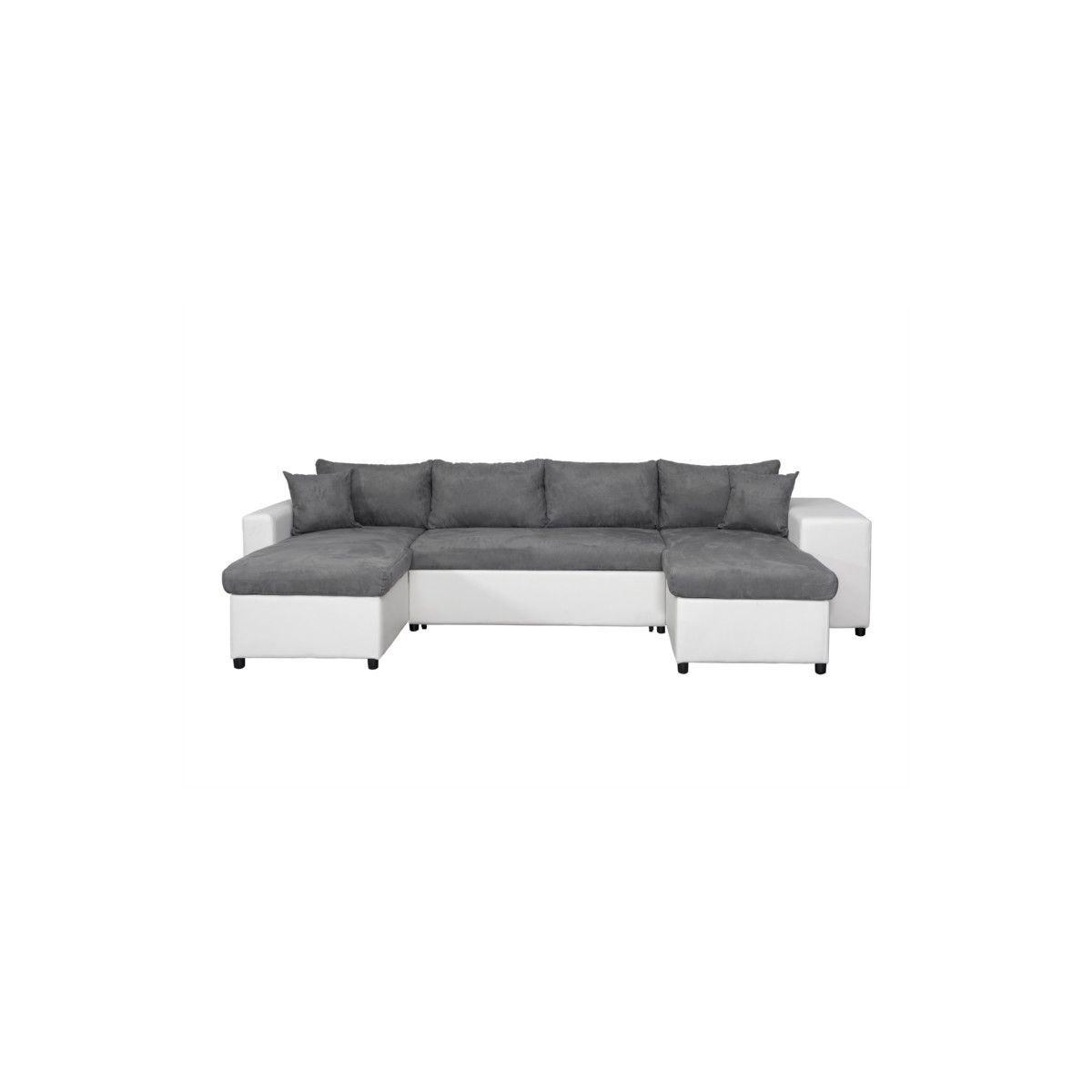 Sofa Bed 6 Places Fabric Pu Microfiber Niche On The Right Katia Grey, White Inside Microfiber Sectional Corner Sofas (Photo 14 of 15)