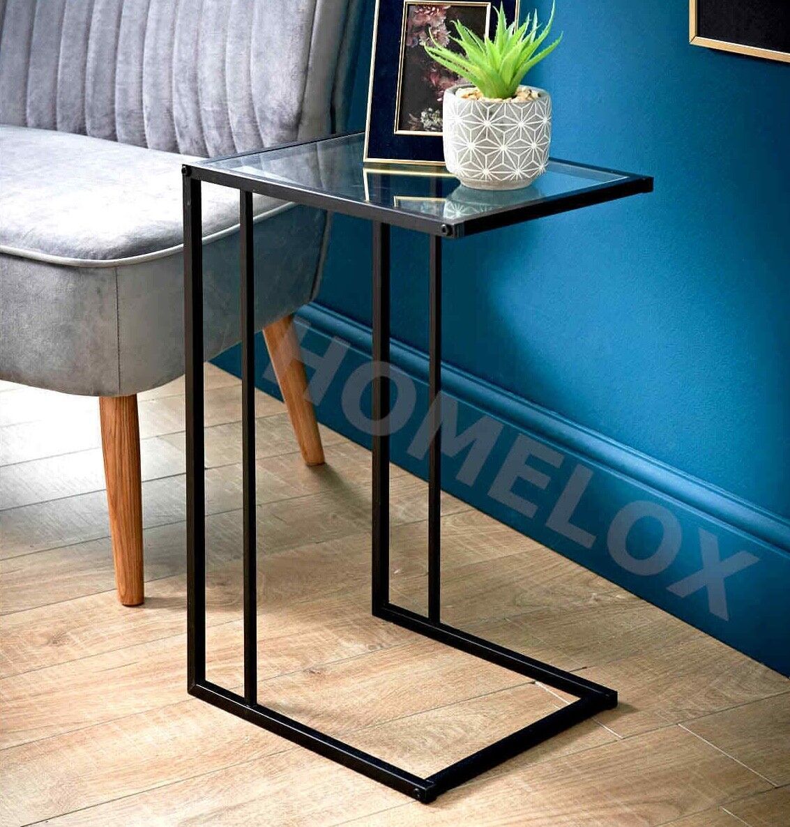Sofa Side Table Black With Clear Glass Top Coffee End Table For Living Room  | Ebay With Regard To Transparent Side Tables For Living Rooms (View 3 of 15)