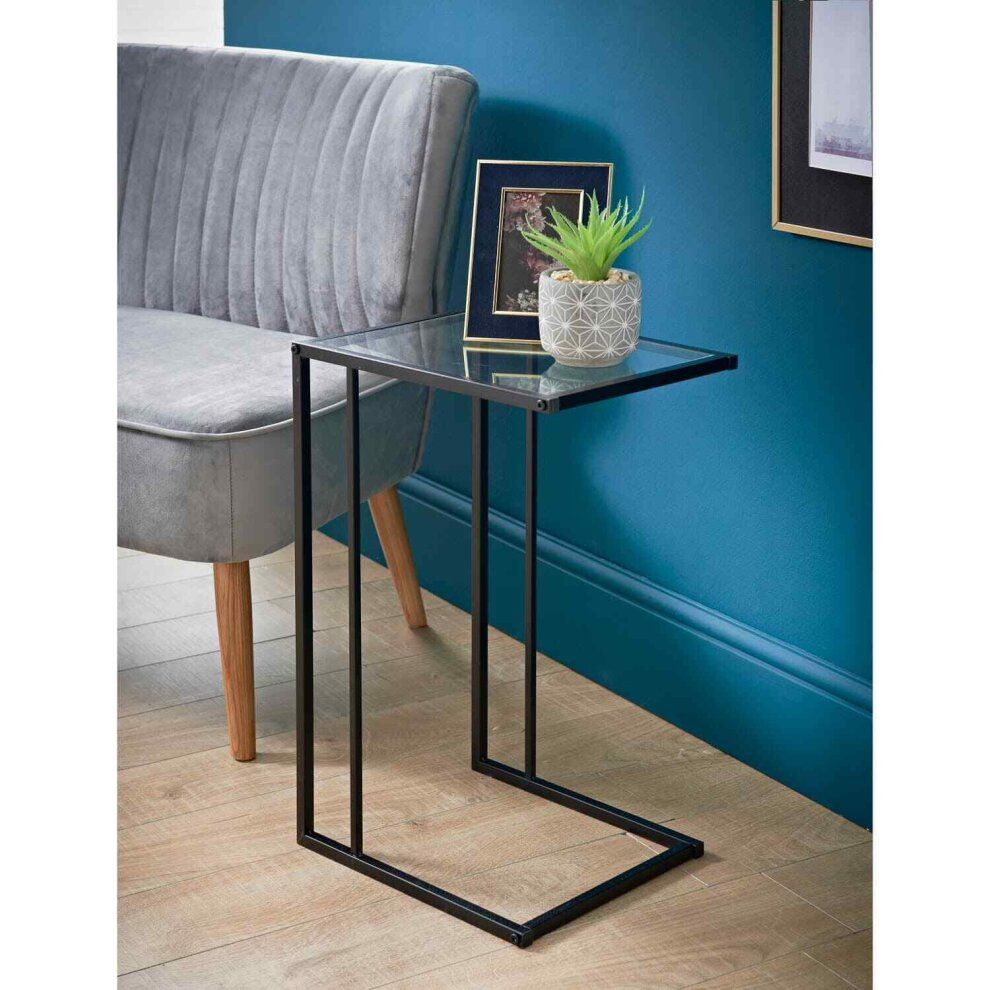 Sofa Side Tables Black With Clear Glass Top Coffee End Table G 0377 On Onbuy Within Transparent Side Tables For Living Rooms (Photo 15 of 15)