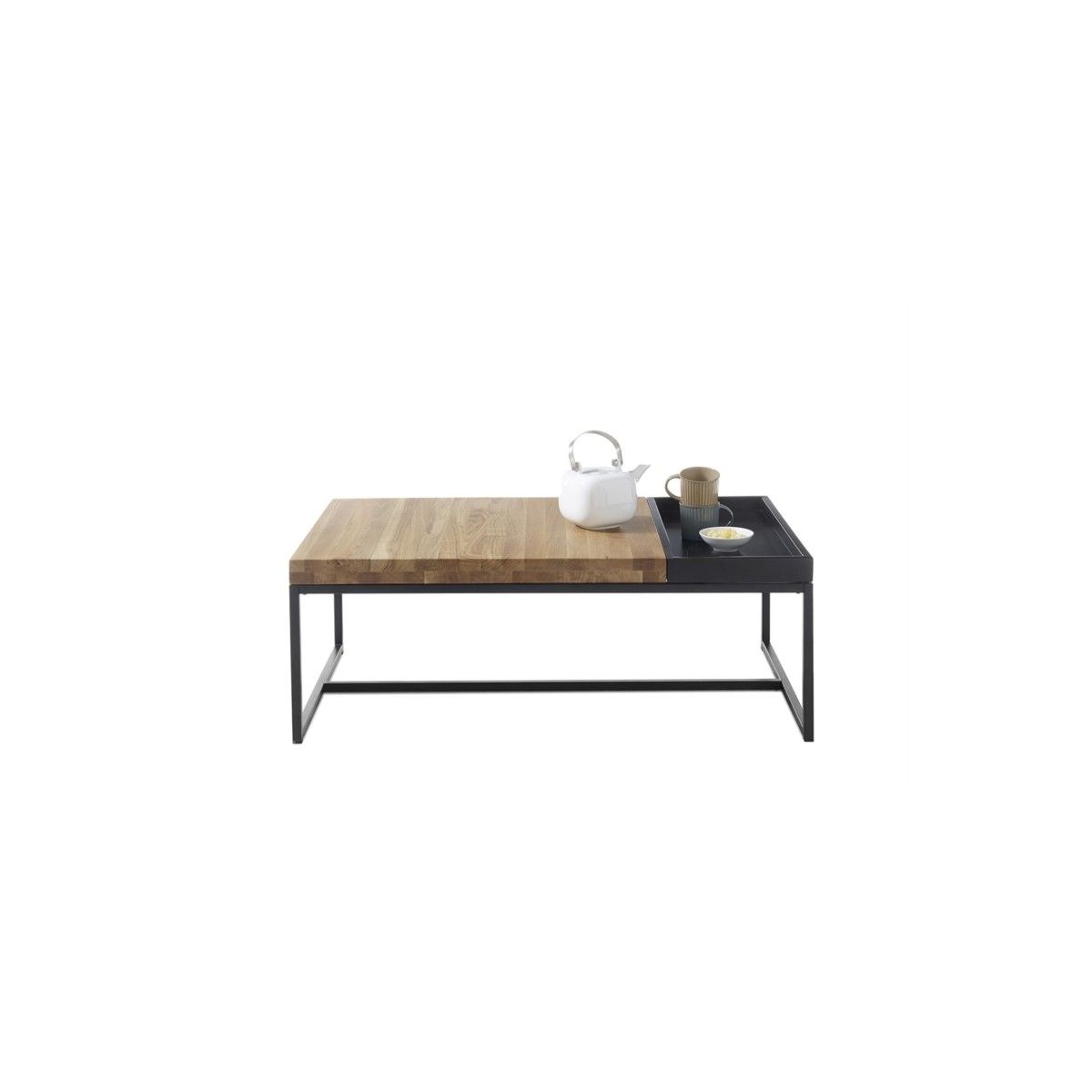 Solid Oak Coffee Table With Black Legs And Removable Top Indira (natural) –  Amp Story 8914 Inside Coffee Tables With Solid Legs (View 6 of 15)