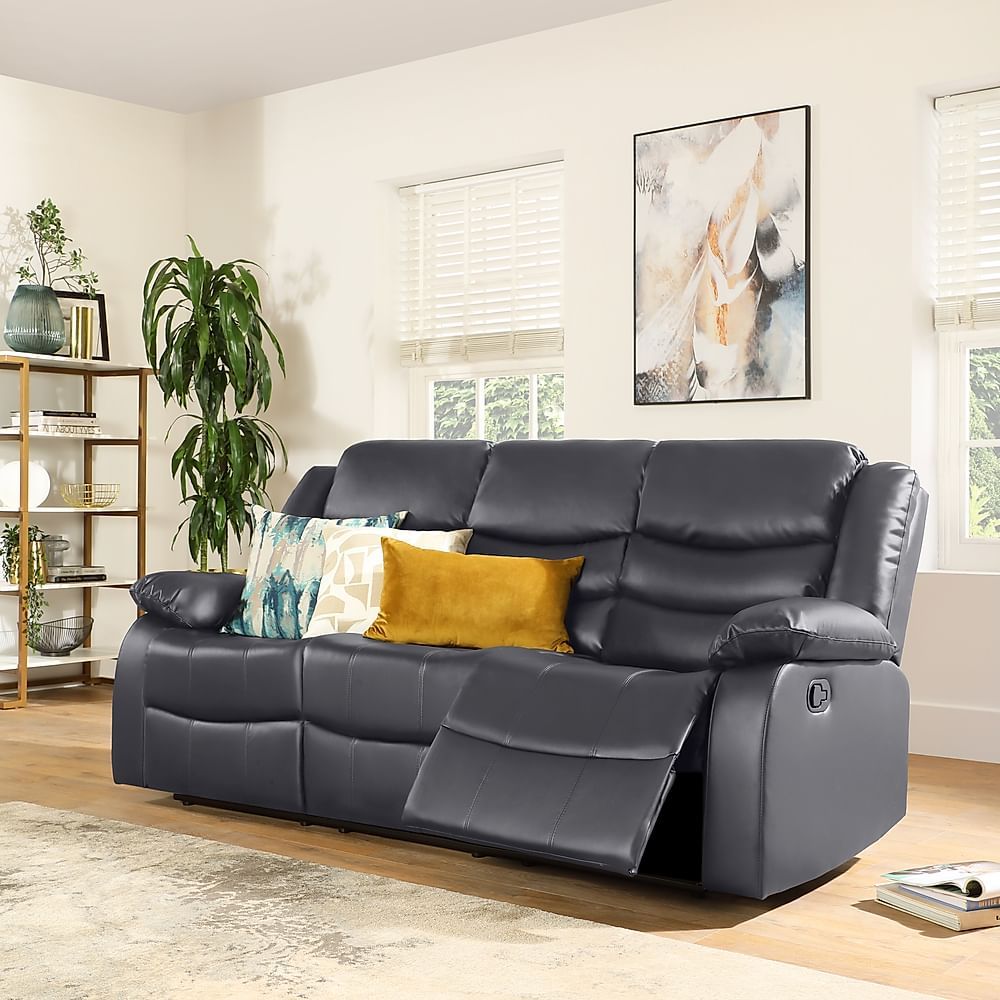Sorrento 3 Seater Recliner Sofa, Grey Classic Faux Leather Only £ (View 7 of 15)