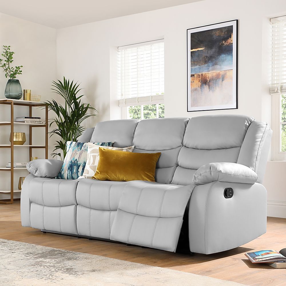 Sorrento 3 Seater Recliner Sofa, Light Grey Classic Faux Leather Only  £699.99 | Furniture And Choice Throughout Sofas In Light Grey (Photo 4 of 15)
