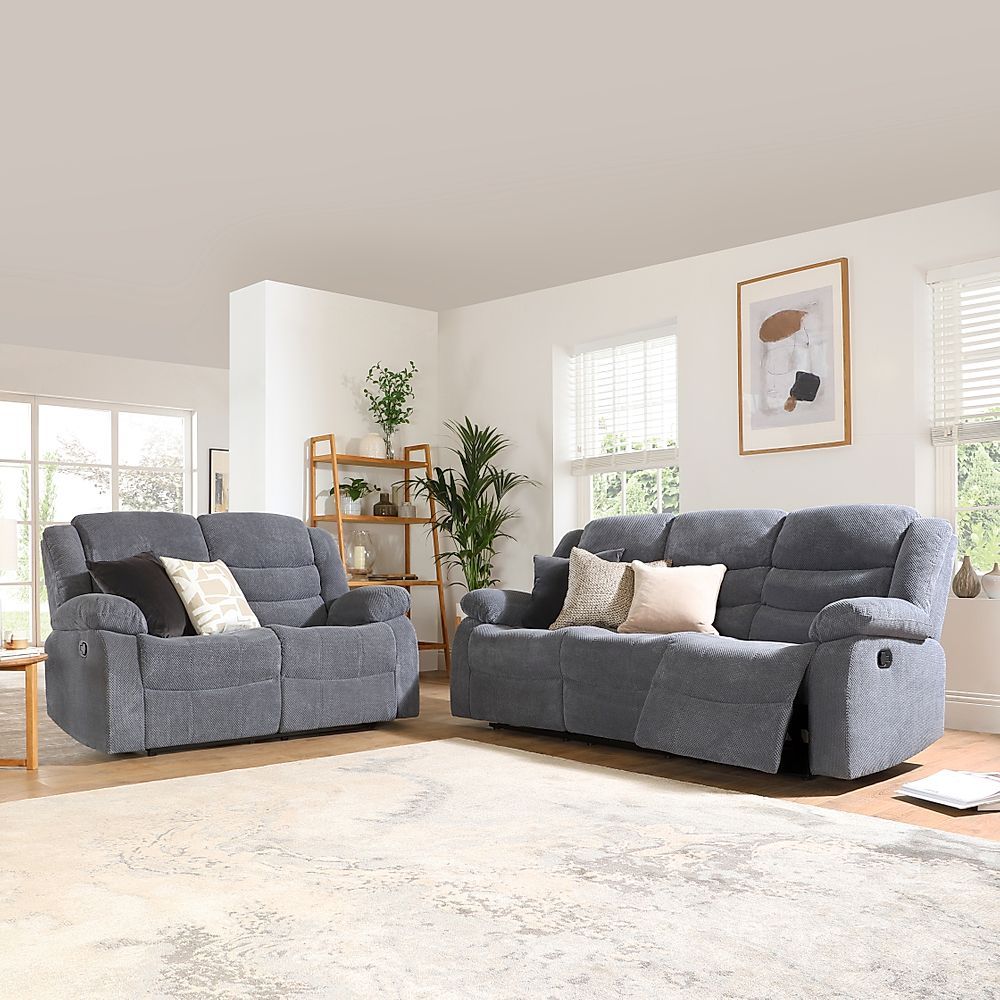 Sorrento 3+2 Seater Recliner Sofa Set, Dark Grey Dotted Cord Fabric Only  £1199.98 | Furniture And Choice With Regard To Sofas In Dark Grey (Photo 6 of 15)