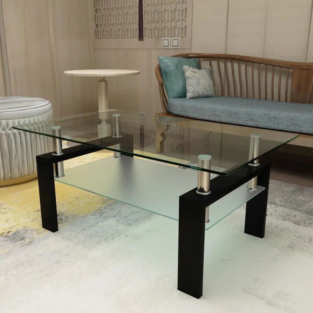 Sturdy And Durable Rectangle Black Glass Clear Coffee Table Side Center  Tables | Ebay With Regard To Clear Rectangle Center Coffee Tables (View 2 of 15)