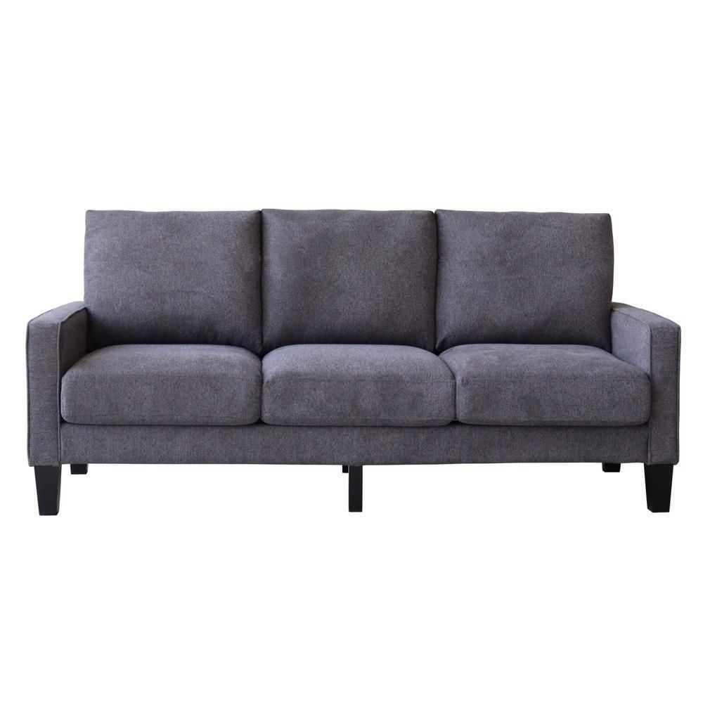 Sturdy Structure Living Room 100% Polyester Sofa In Dark Grey Fabric | Ebay For Dark Grey Polyester Sofa Couches (Photo 10 of 15)
